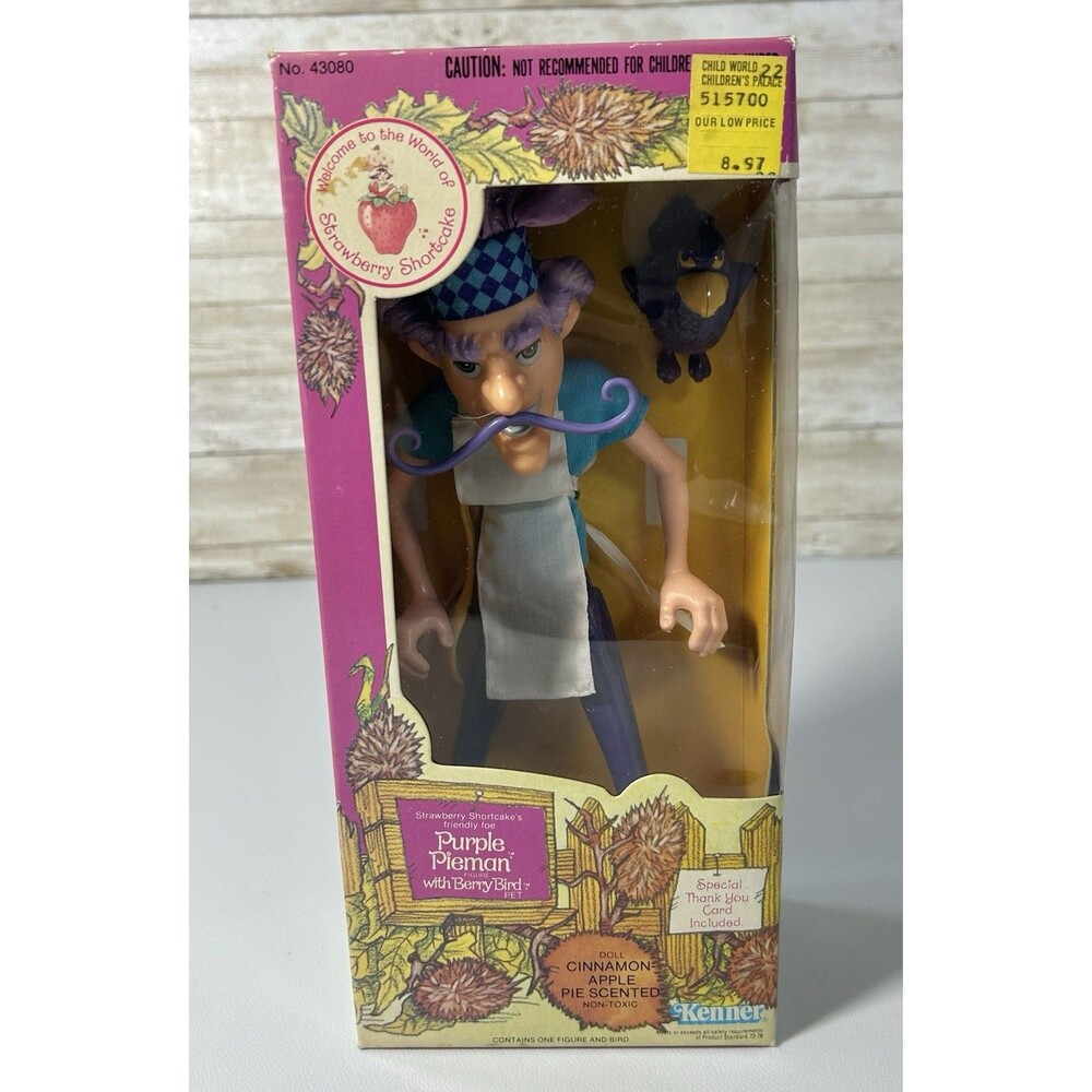 1982 Kenner Strawberry Shortcake Purple Pieman Figure w/Berry Bird